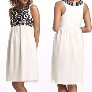 Anthropologie Vineet Bahl Ivory Black Beaded Embellished Tulle Dress Size S